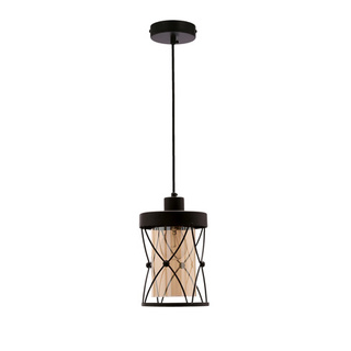 Agar suspension noire E27 avec abat-jour ambre 31-09579