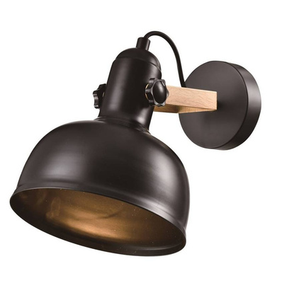 Wandleuchte schwarz / Holz verstellbare Lampe E27 40W Reno 21-76748