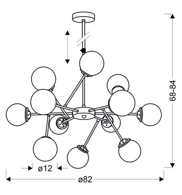 Plafoniera suspendata crom cu abajur de sticla 12x40W Best Candellux 30-64806