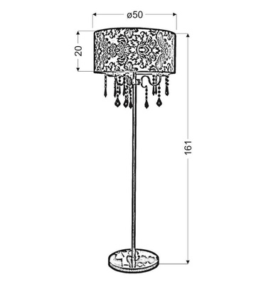 Stehleuchte Chrom / Schwarz mit Kristallen Sottile Candellux 53-73945