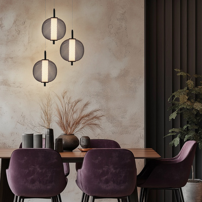 Pendant wire lamp PUMA with spherical shade 20 cm designer living room LED lamp 3000K