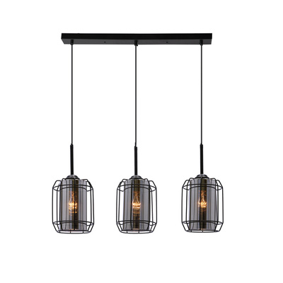 Jonera lampa wisząca czarny 3x40 E27 klosz dymiony 33-08435