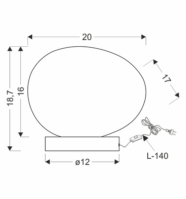 Table lamp STONES minimalist white acrylic shade 20 cm stone shape Scandinavian bedside lamp for bedroom and living room E27