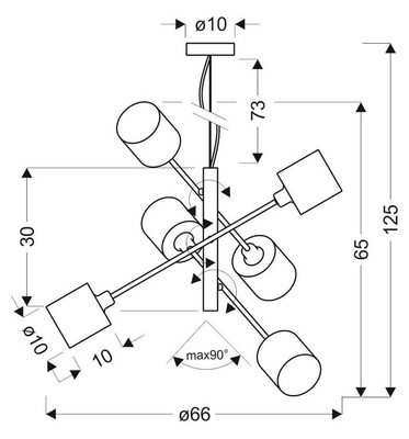 Hängelampe höhenverstellbar satiniert 6x40W Sax Candellux 36-70722