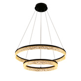 Lampa wisząca FROZI w stylu glamour – czarny klosz z kryształkami – nowoczesny żyrandol LED do luksusowego salonu