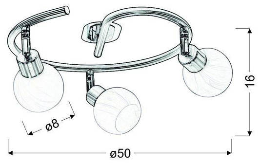 Plafonnier spirale 3X40W G9 chrome satiné ALABASTER 98-07032
