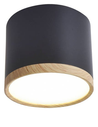 Lampa sufitowa tuba czarna drewniana okrągła LED zintegrowana Candellux
