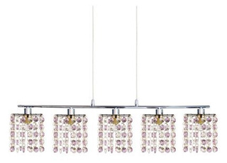 Suspension chrome / cristaux violets 5x40W G9 Classic 35-59294