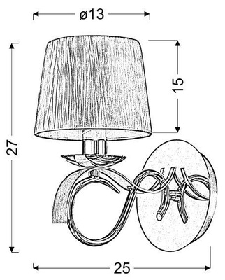 Applique chrome + abat-jour tissé blanc doré 40W E14 Candellux Denis 21-23643