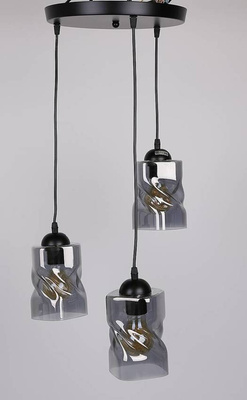 Hanging lamp black/smoke plate 3xE27 Felis 33-00200