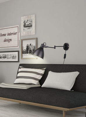 Schwarze verstellbare Wandleuchte 1xE27 Espera 21-85238