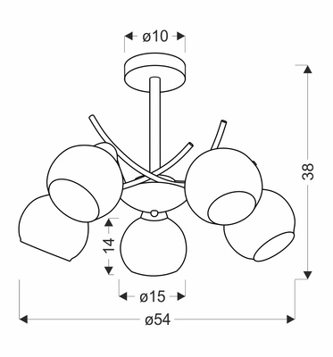 VINOTI lampa wisząca chromowy 5x40W E27 klosz grafitowy