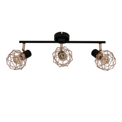 Lampa de perete cu banda tripla abajur negru cupru Acrobat 93-22219