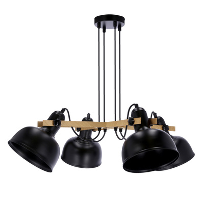 Black adjustable pendant lamp 4x40W E27 black shade loft Reno 34-78155