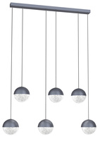 Lampa wisząca FURNI 5-punktowa szara – ze szklanymi kloszami kulami - designerska lampa do salonu LED 4000K