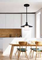 Plafonnier suspendu noir mat abat-jour blanc Loft Candellux 31-43108