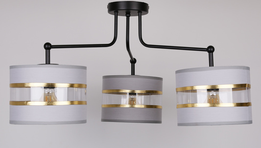 Plafoniera neagra 3xE27 alb + abajur auriu Andy 33-00514