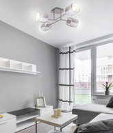 Deckenleuchte aus satiniertem Nickel mit gewebtem Lampenschirm 4x40W Sax Candellux 34-70685