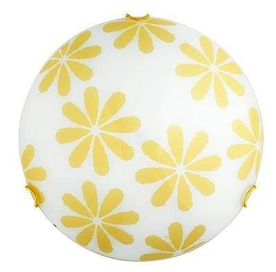 Plafonnier blanc jaune avec fleurs 30cm Lucy 13-95308