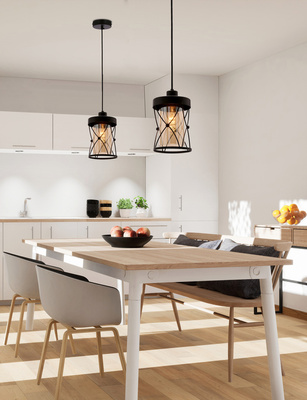 Agar lampa wisząca czarny E27 klosz bursztynowy 31-09579