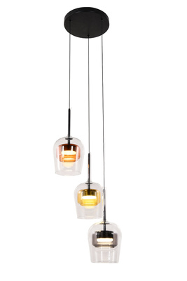 Lampa wisząca Glaxi szklane klosze kolorowe potrójna nad stół 3xGX53