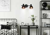 Wall/ceiling lamp black copper shade 2xE14 40W Neria 92-81780