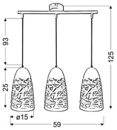 Suspension blanche 3xE27 59cm SABRIN 33-54876