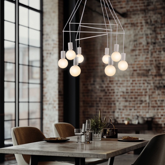 Lampa wisząca biała matowa 8xE27 dwuobwodowa Alto Candellux 38-70944 