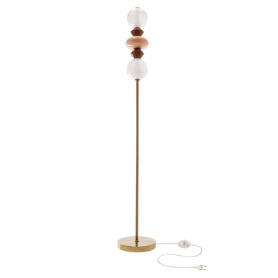 FLORES floor lamp brass brown orange 15W LED 3000K white shade