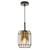 JONERA lampa wisząca czarny 1x40W E27 klosz  złoty