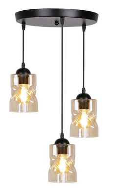 Suspension plaque noire/ambre 3xE27 Felis 33-00217