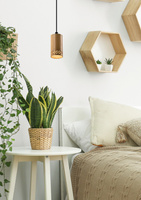 Lampa wisząca tuba Tubo drewniana brązowa pojedyncza GU10 regulowana wysokość