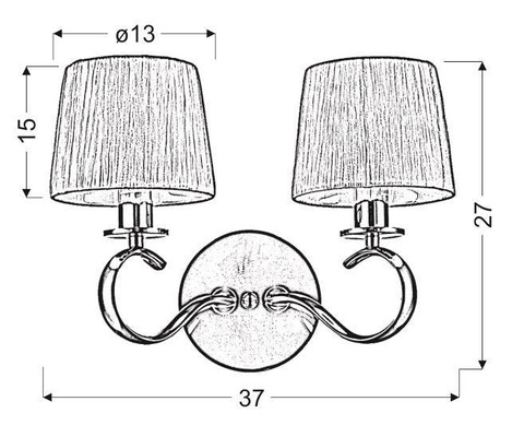Doppelte Wandleuchte aus Chrom mit weißem Stoffschirm Clara Candellux 22-21564