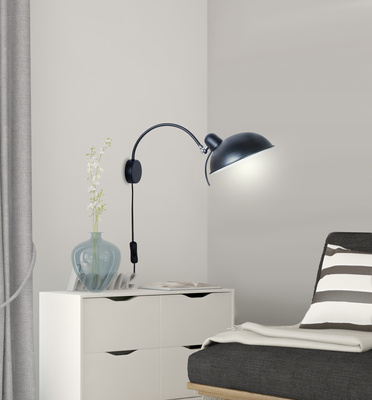 Aplic de perete 1X40W E14 negru NORA 21-53602