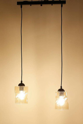 Lampa suspendata neagra / banda chihlimbar 2xE27 Felis 32-00170