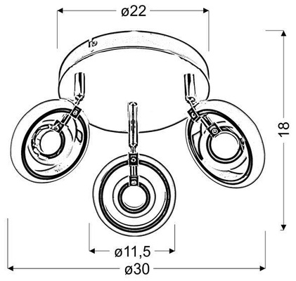 Plafoniera plafon 3X6W LED crom 3000K CELT 98-62024