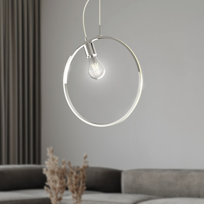 Pendant lamp SKIROS silver ring minimalist LED lighting 4000K with E27