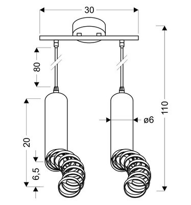 Lampa tuba wisząca biała podwójna metalowa 2xGU10
