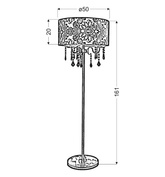 Stehleuchte Chrom / Schwarz mit Kristallen Sottile Candellux 53-73945