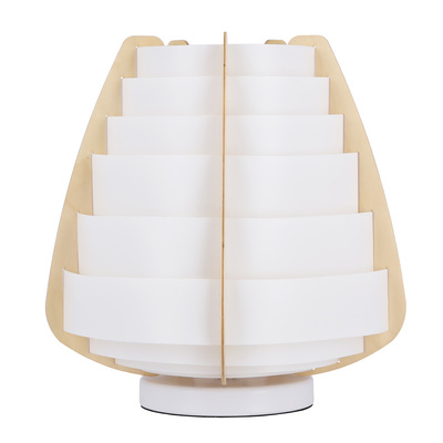 Table lamp NAGOYA in Japandi style white beige shade made of plastic and wood bedside table lamp E27
