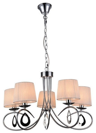 Suspension chrome / abat-jour tissé blanc 5x40W Arnika Candellux 35-21687