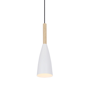 Lampe suspendue blanc + bois Trosa Ledea 50101265