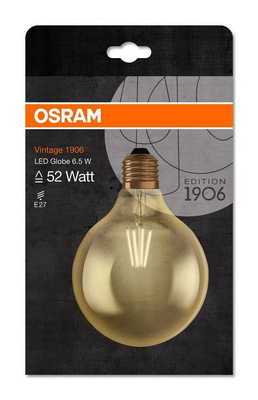 Żarówka LED E27 6,5W 720LM 2400K VINTAGE GLOBE125 52 OSRAM