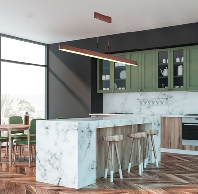 LED linear pendant lamp COCONUT minimalist lamp over table