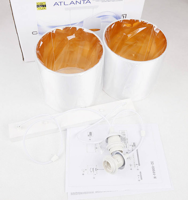 Hanging lamp white strip 2xE27 Atlanta 32-00644