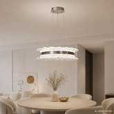 TOLOSA lampa wisząca satyna nikiel 30W LED 3000, 4500,6500K kryształki bezbarwne