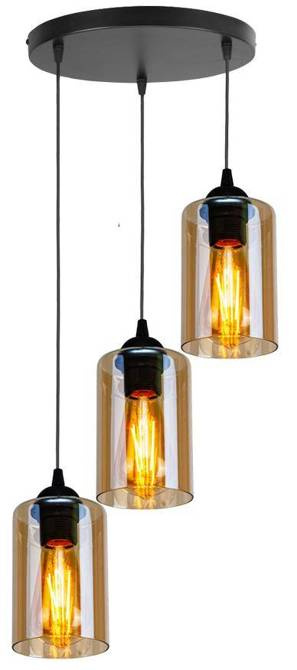 Hanging lamp 3xE27 35cm black/brown Bistro 33-00576