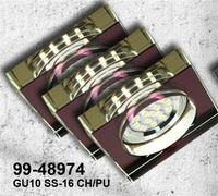 Un set de trei corpuri de iluminat LED Candellux SS-16 GU10 cu un bec Led, sticla croma si mov