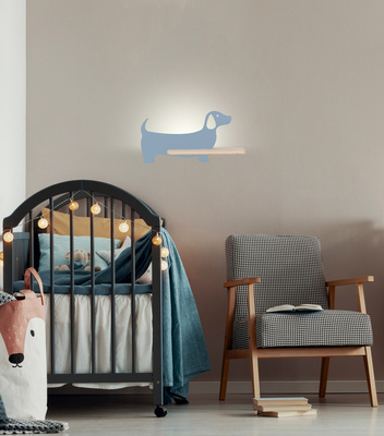 Lampa kinkiet półeczka LED niebieski piesek Dog 21-02976
