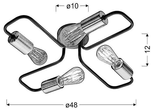 Plafonnier 4xE27 48cm noir HERPE 34-66923